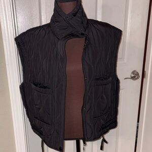 Zara water repellent Black Quilted Vest